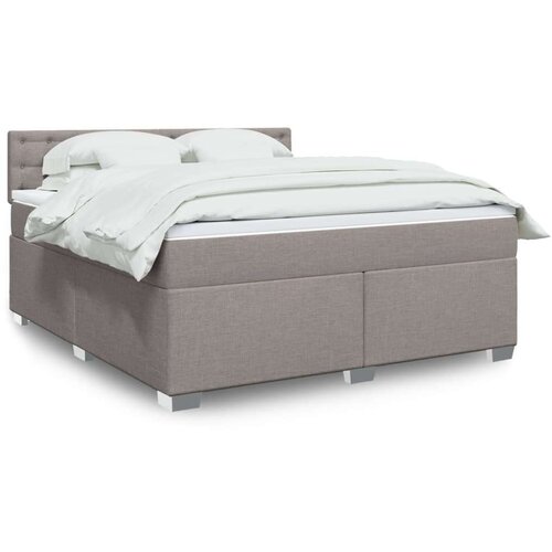 VidaXL Krevet s oprugama i madracem smeđesivi 180x200 cm tkanina Slike