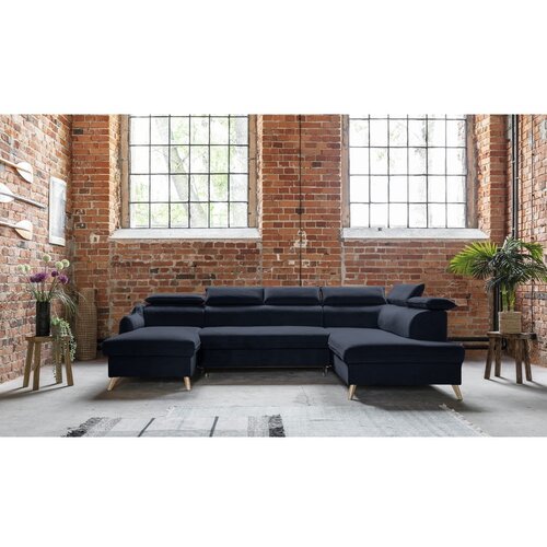 Miuform Tamno plava baršunasta sklopiva kutna garnitura (s desnim kutom/u obliku slova "U") Sweet Harmony – Cijene