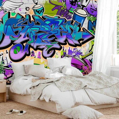 Artgeist Foto tapeta - Graffiti: violet theme 200x140 Standard Slike