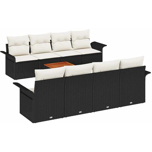  Sjedeća garnitura za vrt 9 kom. Crna i Krema poliratan 251 x 62 x 69 cm Slike