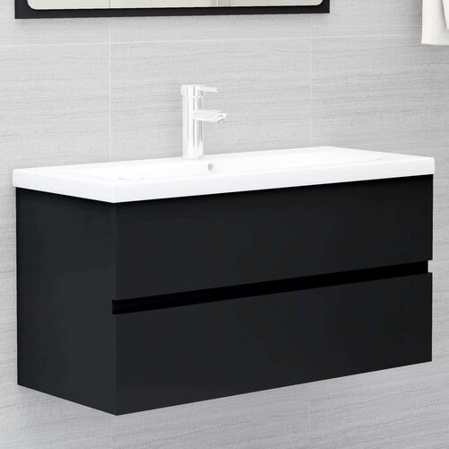 vidaXL Ormarić za umivaonik crni 90 x 38,5 x 45 cm od iverice Cene
