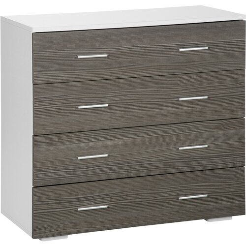 HOMCOM Moderna komoda s 4 predali z aluminijastimi ročaji in lesenim okvirjem, 76x35x72cm, bela in siva, (20755426) Cene