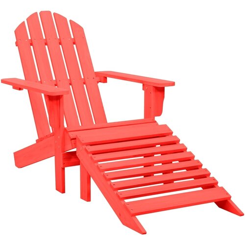 The Living Store Vrtni stol Adirondack z naslonjalom za noge les jelke rdeč - Vrtni Stol, (21470014) Slike