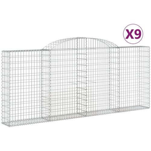 vidaXL Obokane gabion košare 9 kosa 300x30x120/140 cm pocinkano železo, (20757913) Cene