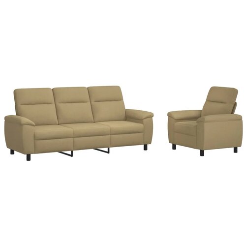  Set sofe 2 pcs Svijetlosmeđa Tkanina - Svjetlosmeđa 1 sjedalo + trosjed Slike