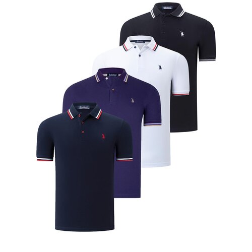Dewberry QUAD SET T8594 MENS T-SHIRT-BLACK-WHITE-NAVY-PURPLE Slike