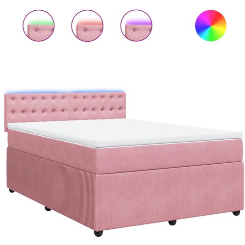 VidaXL Box spring postelja z vzmetnico roza 160x200 cm žamet, (21308744) Slike
