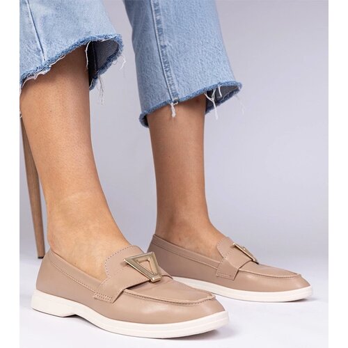 D/CEO marka niezdefiniowana Dark beige women's moccasins with elegant decoration Viletta Cene