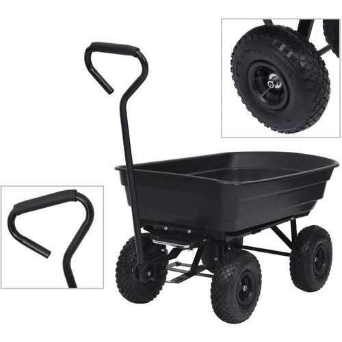 VidaXL Vrtni ročni voziček 300 kg 75 L črn Slike