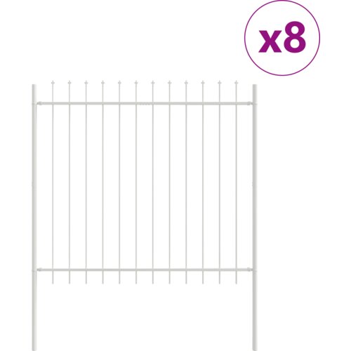 vidaXL Vrtna ograja s konicami, bela, 13,6 x 1,5 m, jeklo, (22084636) Cene