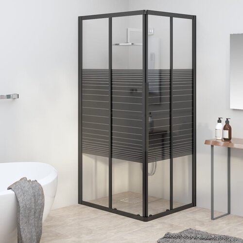 VidaXL Prugasta tu&amp;scaron;-kabina ESG 90 x 70 x 180 cm crna Slike