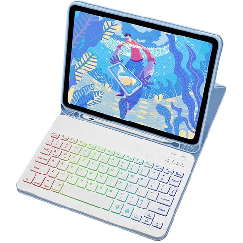 INF Usnjena torbica z RGB Bluetooth tipkovnico za iPad Blue iPad 12,9 palcev, (21683118) Cene