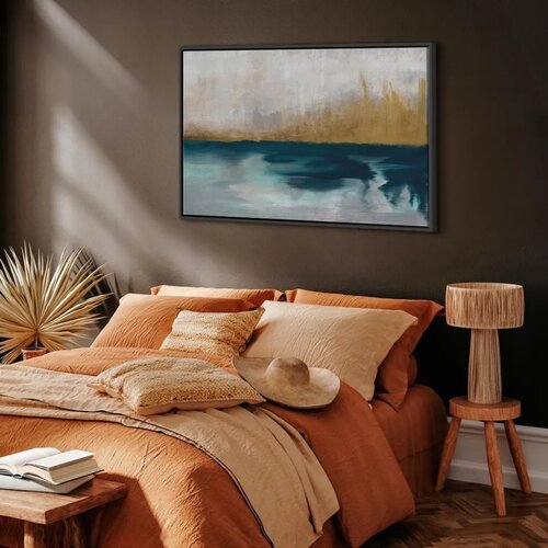  Slika - Golden Grasses (1 Part) Wide 60x40 U crnom drvenom okviru Cene