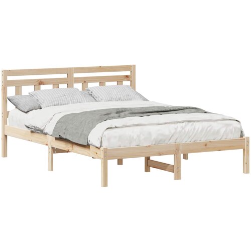  Krevetna konstrukcija Smeđa 120 x 190 cm Čvrsto borovo drvo Bež Slike