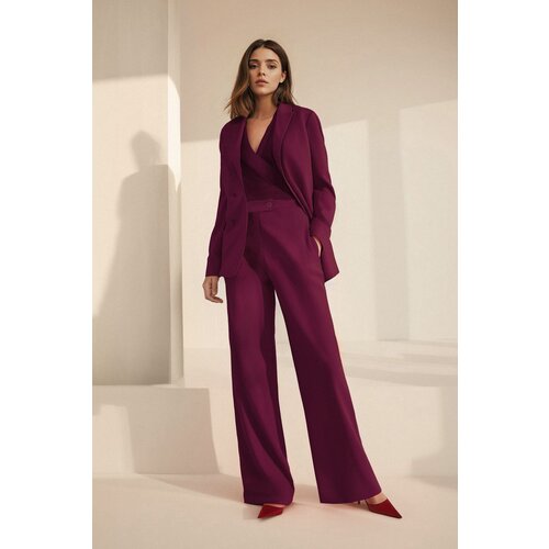 Trendyol Claret Red Wide Leg Trousers Slike