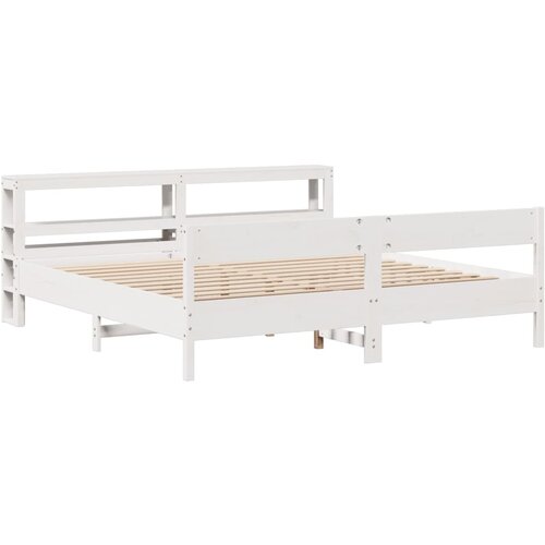 VidaXL Okvir kreveta bez madraca bijeli 200x200 cm od masivne borovine Slike