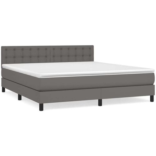  Krevet s oprugama i madracem sivi 160x200 cm od umjetne kože Slike