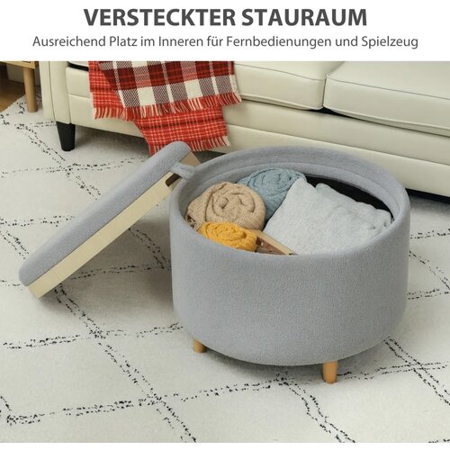  Tabure tapecirani stolac pli&amp;scaron;ani flis skriveni prostor za pohranu dvostrani poklopac 56 cm x 56 cm x 42 cm siva Slike