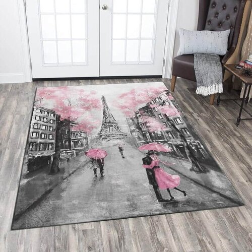 tepih sa gumenom podlogom 140x220cm - Ružičasti Pariz, TG-3068 Slike