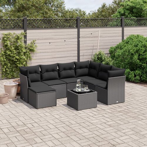 vidaXL 8-dijelni set vrtnih sofa od poliratana s jastucima crni Cijene