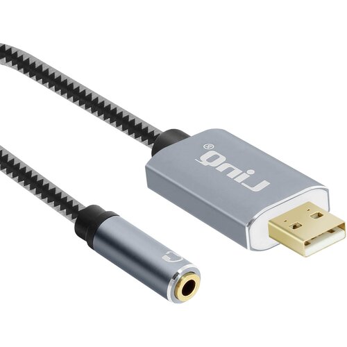 LINQ Najlonski pleten USB na 3,5 mm ženski avdio kabel/adapter, - siv, (20630321) Cene