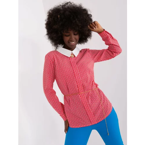 Fashion Hunters Kaelyn Red and White Collar Blouse