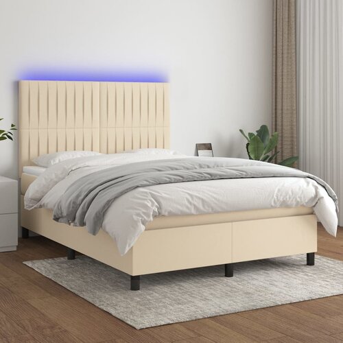 The Living Store Box spring postelja z vzmetnico LED krem 140x200 cm blago - Box Spring Postelja, (21517169) Slike