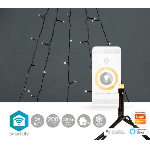 Nedis WIFILXT11W200 - led božićna zavesa 200xLED/8 funkcija 5x7m IP65 wi-fi tuya Slike