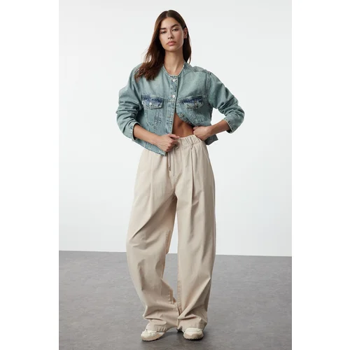 Trendyol Stone Waist Detailed High Waist Wide Leg Jeans