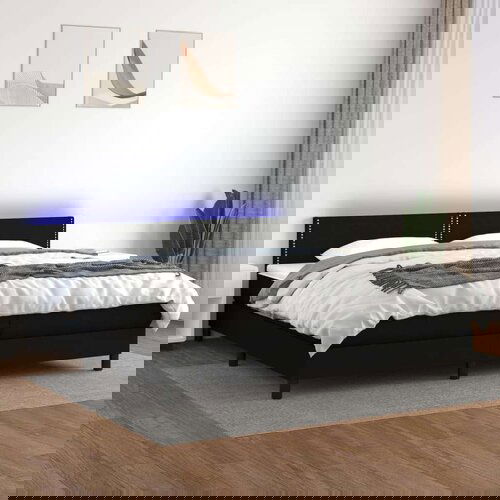  Krevet box spring s madracem LED crni 200x200 cm od tkanine Cene