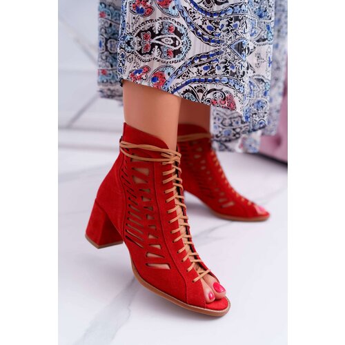 Kesi Suede Openwork Shoes Maciejka red 04040-08 Slike