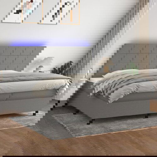 The Living Store Box spring postelja z vzmetnico LED temno siva 200x200 cm blago - Box Spring Postelja, (21515607) Slike