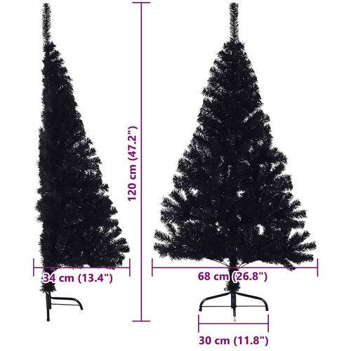 VidaXL Umjetno predsvijetljeno božićno drvce Crna 120 cm PVC Slike