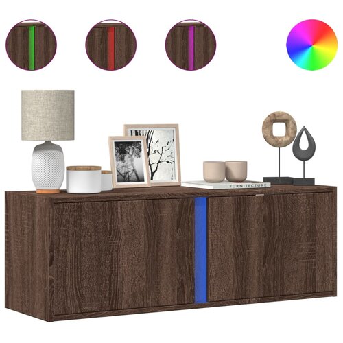 Maison Chic Stenska TV omarica - TV stojalo - Televizijska omarica z LED lučkami rjavi hrast 100x31x35 cm, (21702229) Cene