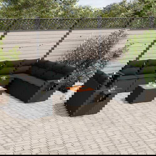 vidaXL 10-dijelni set vrtnih sofa s jastucima crni od poliratana Cijene