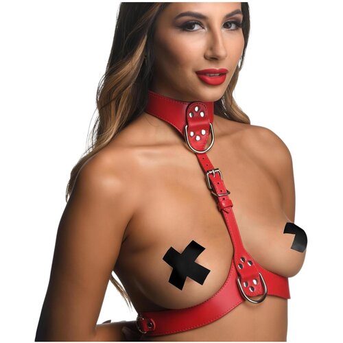 Strict Body Harness z ovratnikom (rdeča) - M/L Cene