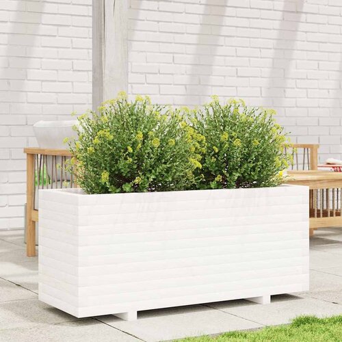  Vrtna sadilica bijela 110x40x49,5 cm od masivne borovine Slike