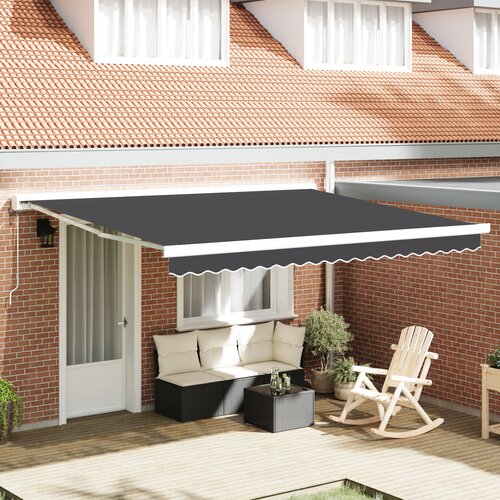vidaXL Ročna retraktibilna tenda v oranžni in beli, 350x250 cm Cene