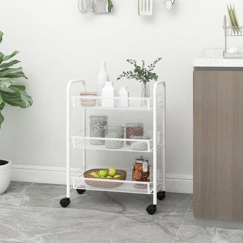 vidaXL Kuhinjska kolica s 3 razine bijela 46 x 26 x 64 cm željezna Cijene