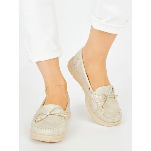 SEASTAR Golden comfortable moccasins made of faux leather