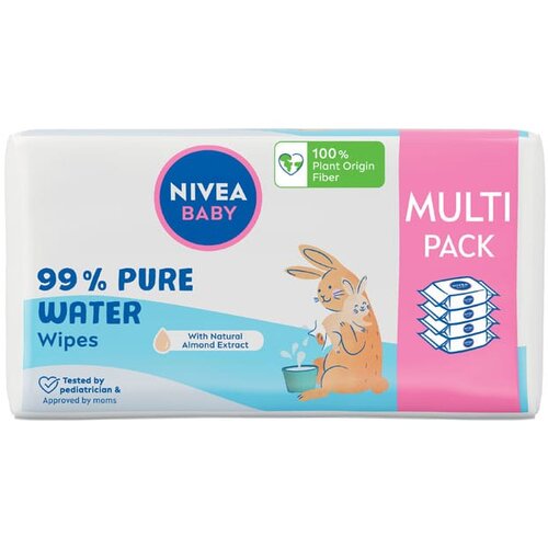 Nivea Baby 99% Pure Water Wipes čistilni vlažni robčki z visoko vsebnostjo vode 4x57 kos Slike