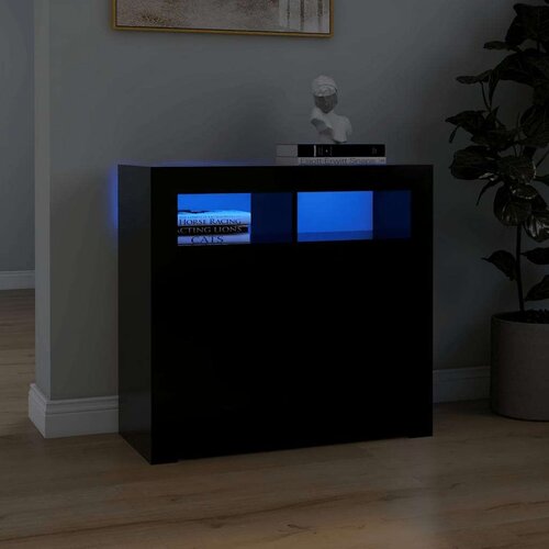 VidaXL komoda z LED lučkami črna 80x35x75 cm Slike
