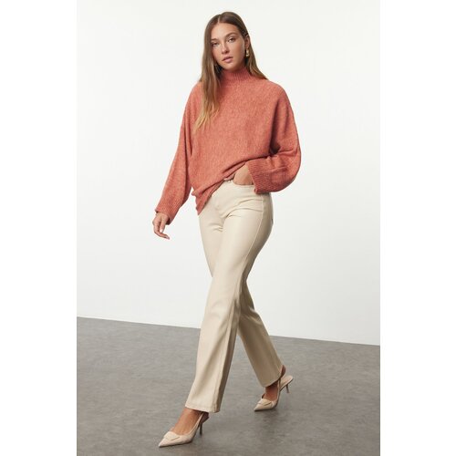 Trendyol Dusty Rose Soft Texture Wide Pattern Knitwear Sweater Slike