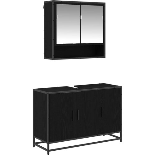  Set namje&amp;scaron;taja za kupaonicu 2 kom. Crni hrast 90 x 33 x 60 cm Slike