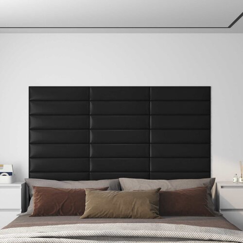  Zidna uzglavlja 12 pcs 60 x 15 cm Crna tkanina Slike