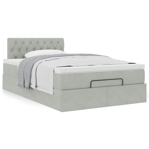 VidaXL Otomanski posteljni okvir z vzmetnico siv 120x190 cm žamet Slike