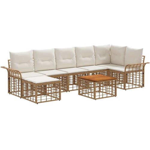  Set vanjskih sofa 8 pcs Prirodna i krema bijela Poliester - Prirodna i kremasto bijela sa stolom Cene