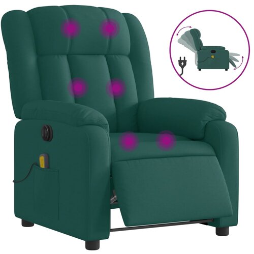 Maison Chic Električni masažni naslanjač - Relax naslanjač temno zeleno blago, (22134750) Cene