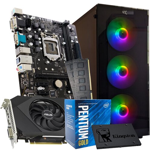 GNC STUDENT PENTIUM G6400 4.0GHz, H410MHG, RAM 16GB DDR4 2666, Asus GTX1630- 4GB, SSD 240 GB, 3X120mm RGB, Sharkon 500W, NO OS, 2Y Slike