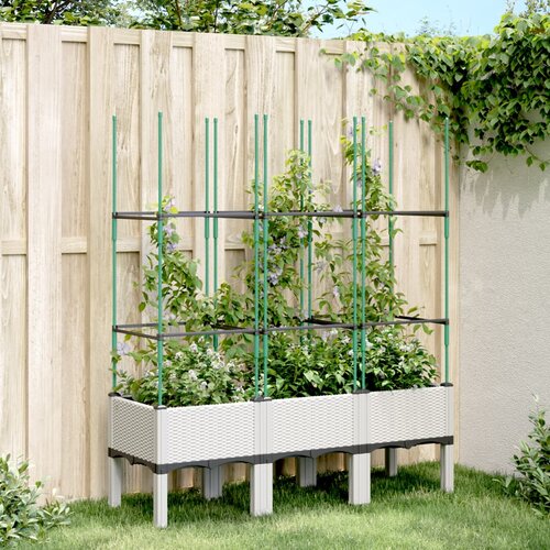  Vrtna sadilica s rešetkom bijela 120 x 40 x 142,5 cm PP Cene